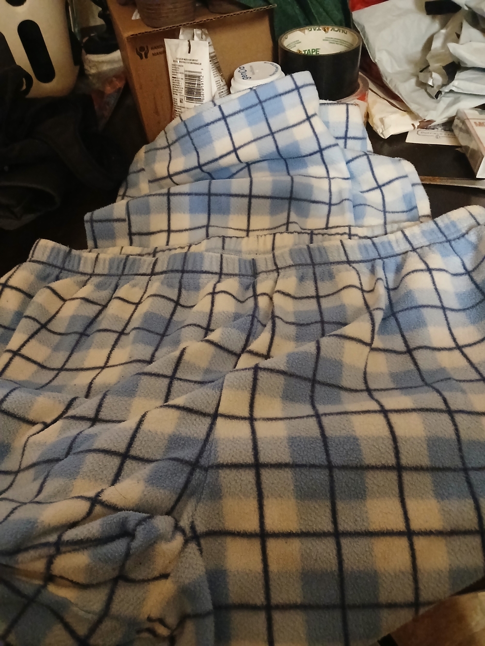 croft & barrow Blue and White Plaid Fleece Pajama Bottoms